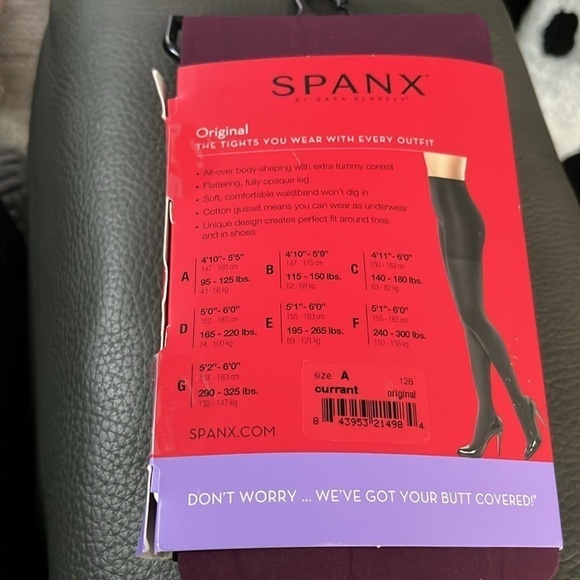 NWT Spanx tight and tights color maroon size A - Picture 2 of 2